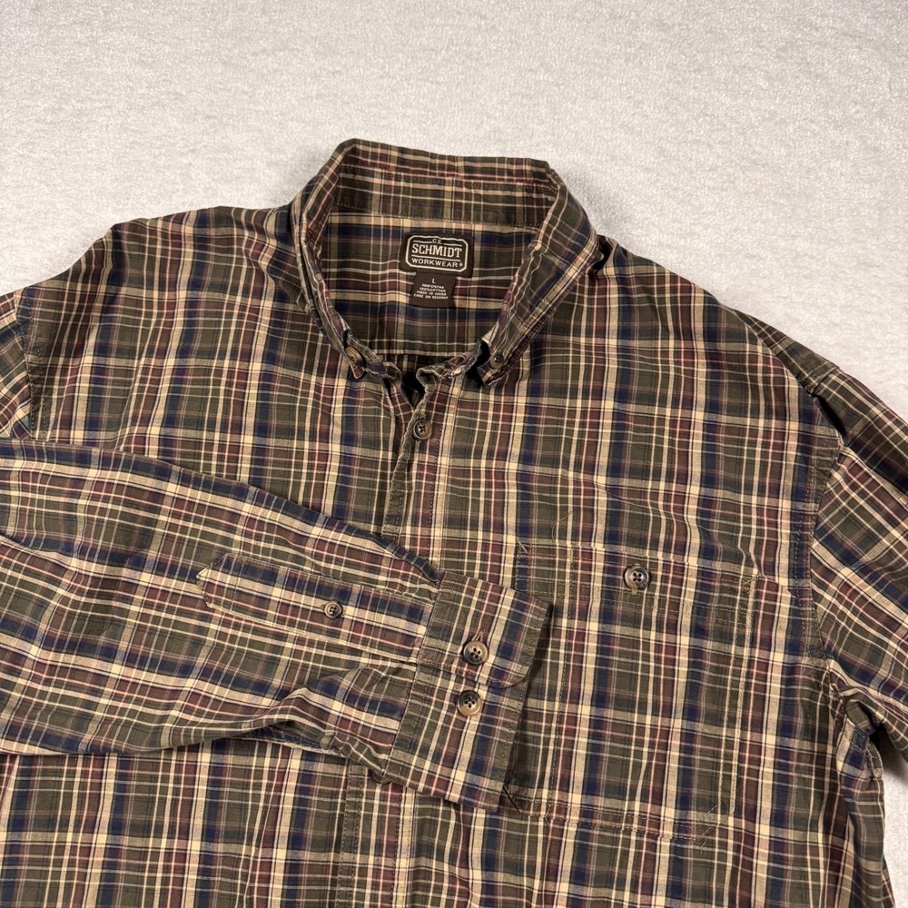C.E. Schmidt Workwear Men's L Plaid Long Sleeve Button Up Shirt‎ Cotton
